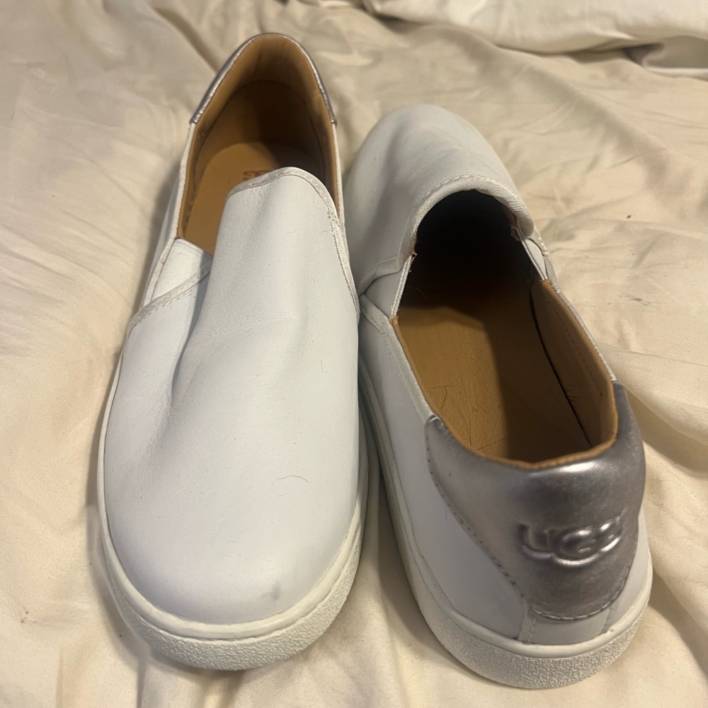 UGG White and Silver Casual Slip-Ons
